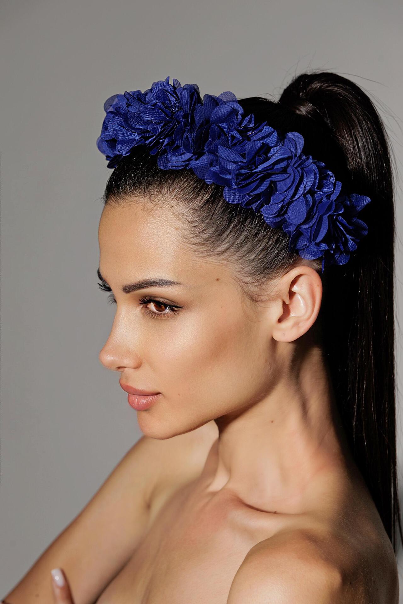 Диадема: Dark Blue Light Flowers