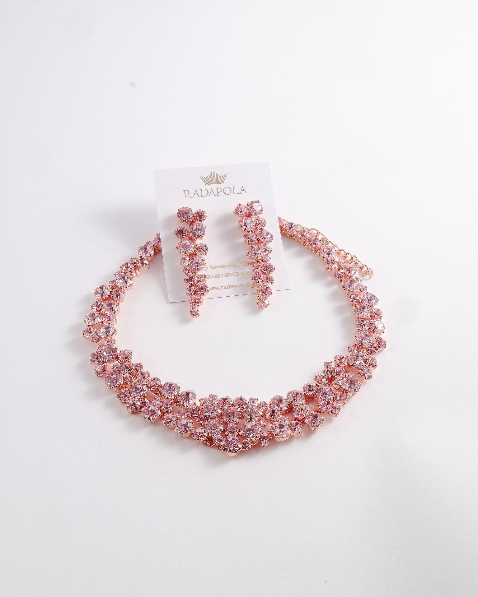 Комплект: Rose Gold колие/обеци